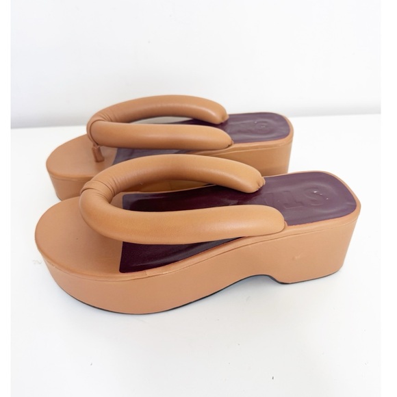 Staud Rio Puffy Leather Platform Sandals Tan 39 - Picture 2 of 10